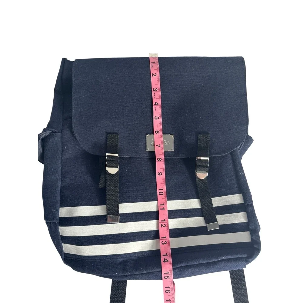 Jean Paul Gaultier Navy Blue White Stripe Canvas Backpack